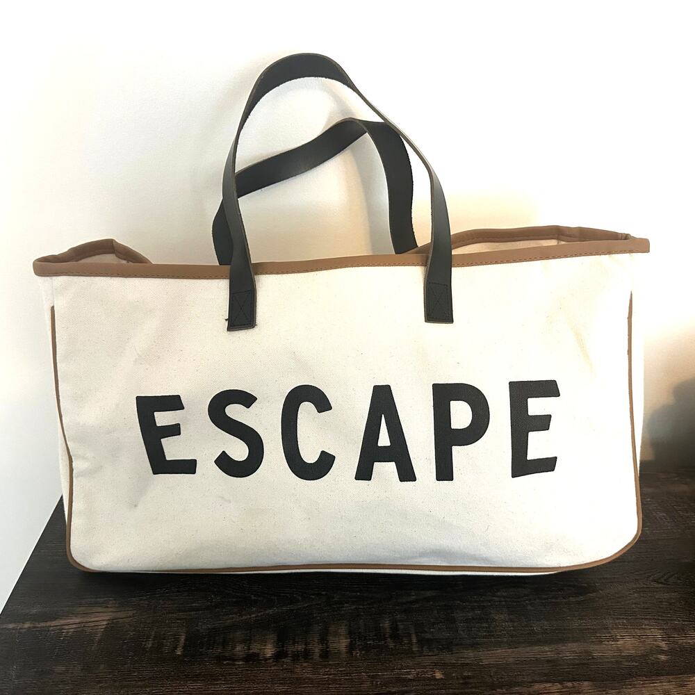 Santa Barbara Design Studio “ESCAPE” Canvas Tote – Travel Bag – Beige & Black